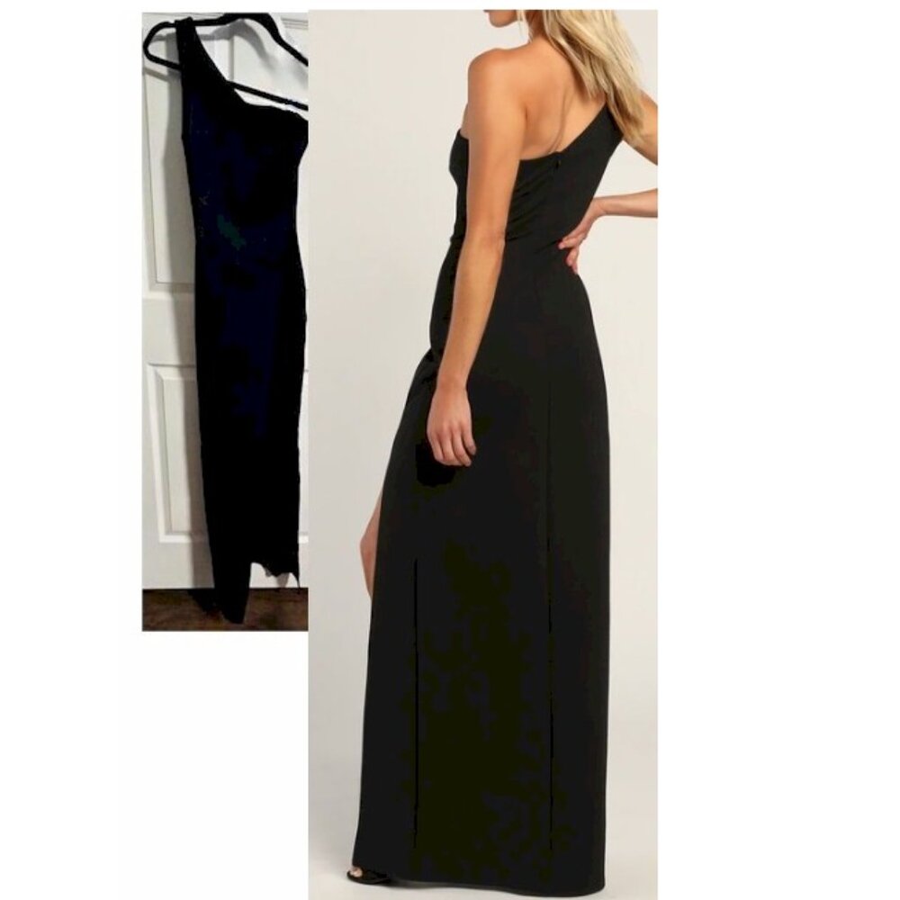 Lulus Good Times Only Black One-Shoulder Maxi Dress XXS No Size Tag - Picture 2 of 7